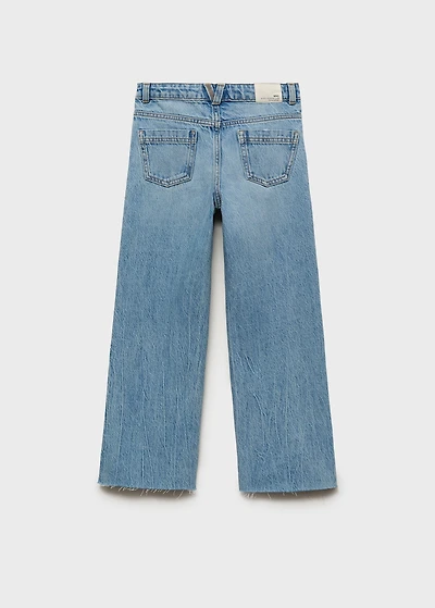 Wideleg low frayed hem jeans