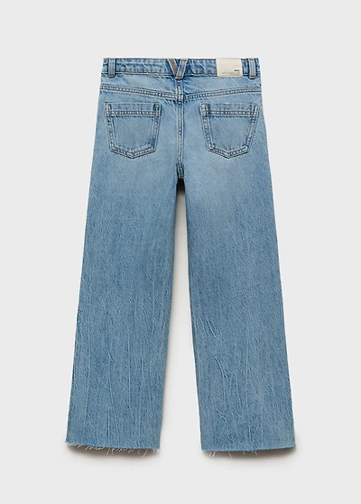 Wideleg low frayed hem jeans