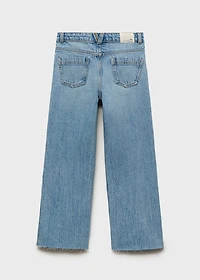 Wideleg low frayed hem jeans