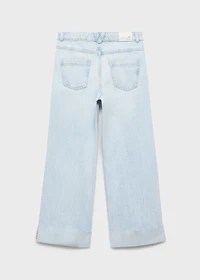 Wide leg jeans with turned-up hem