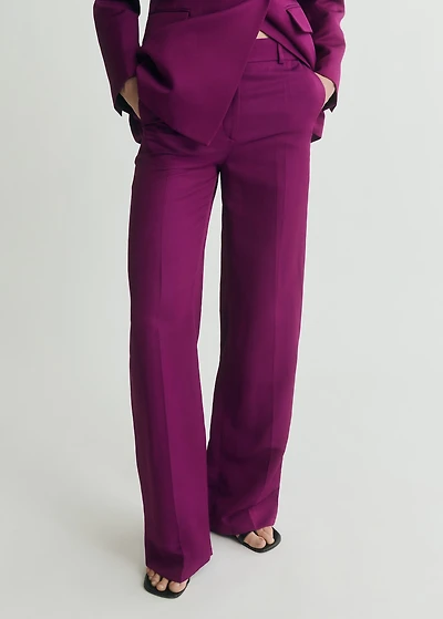 Straight-fit linen-blend suit pants