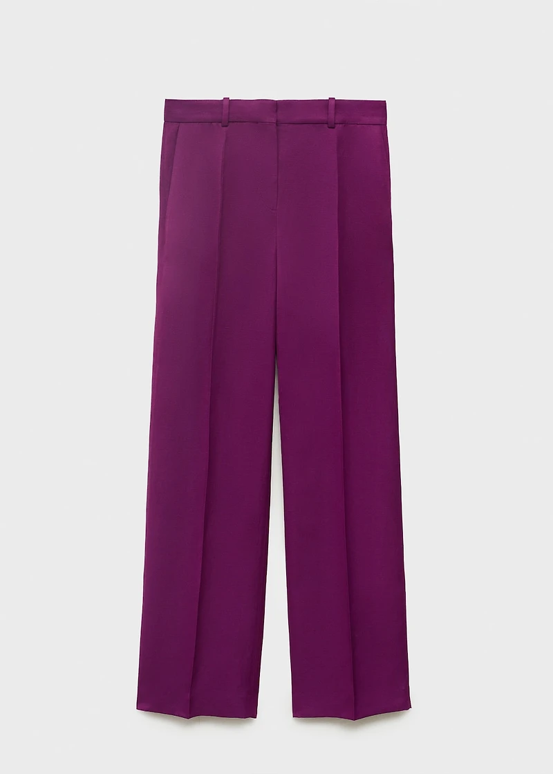 Straight-fit linen-blend suit pants