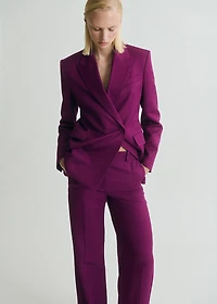 Straight-fit linen-blend suit pants