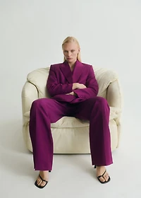 Straight-fit linen-blend suit pants