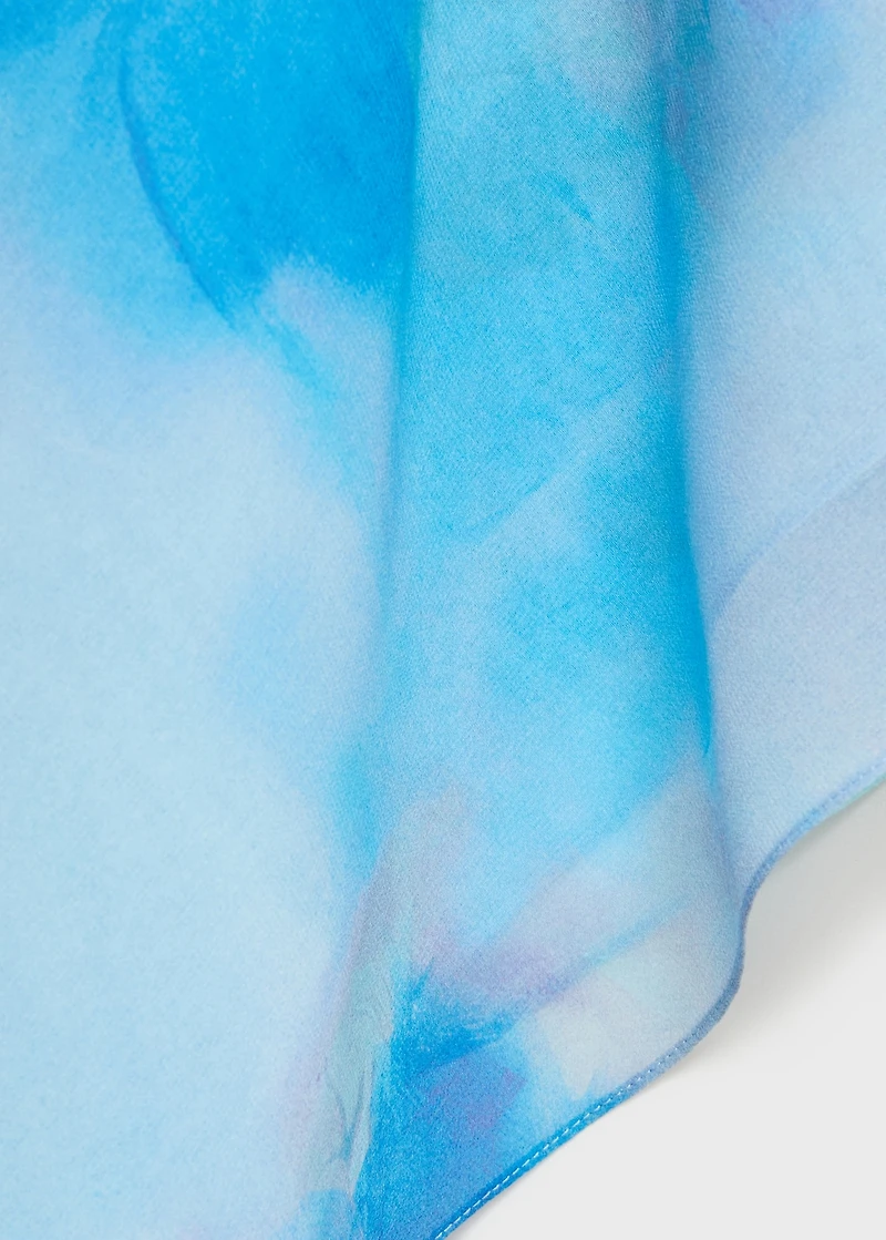 Asymmetrical floral scarf dress