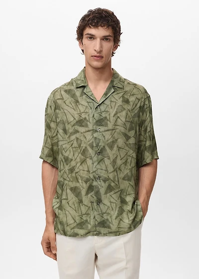 Printed bowling shirt
