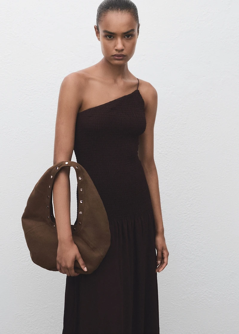 Asymmetrical dress with gathered body