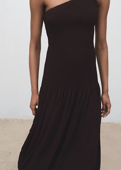 Asymmetrical dress with gathered body