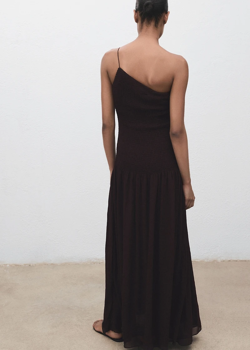 Asymmetrical dress with gathered body