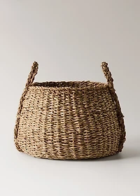 Natural fiber basket with double handles