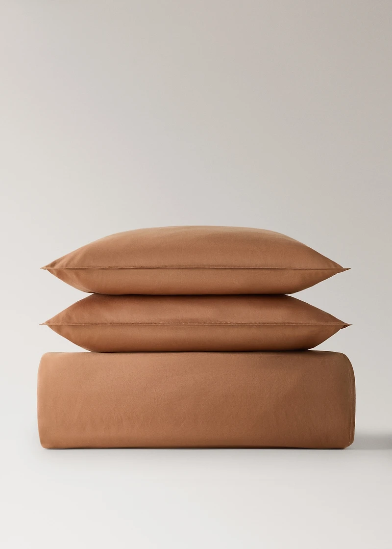 Washed cotton satin double-stitched duvet cover for 180/200 cm bed