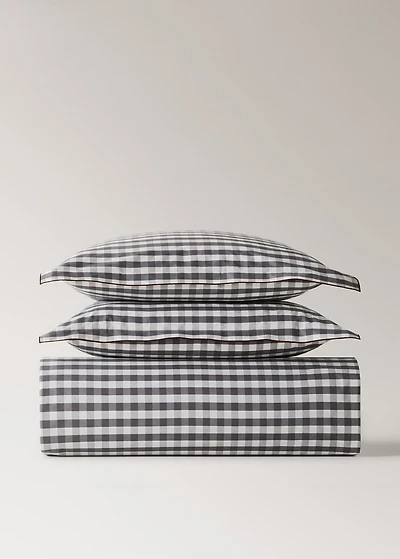 Percale cotton gingham check duvet cover for / cm bed