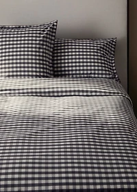 Percale cotton gingham check duvet cover for / cm bed