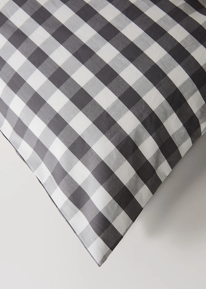 Percale cotton gingham check duvet cover for 150/160 cm bed