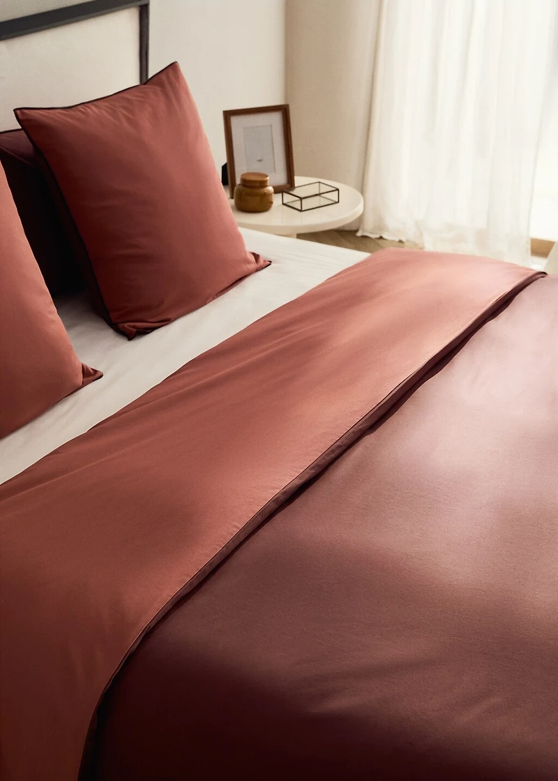 200-thread count percale cotton duvet cover with contrasting overlock for 180/200 cm bed