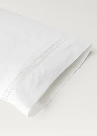 Cotton percale pillowcase with lace insert 45x110 cm