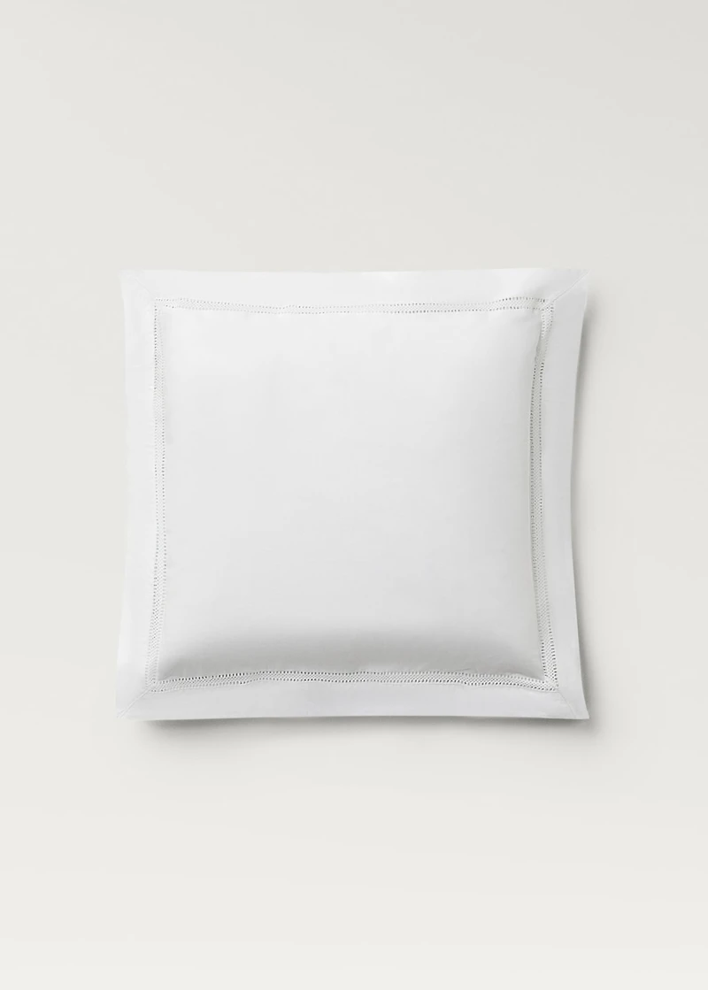 Two cotton percale pillowcases with inset 60x60 cm