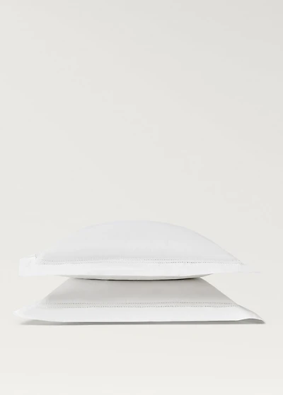 Two cotton percale pillowcases with inset 60x60 cm