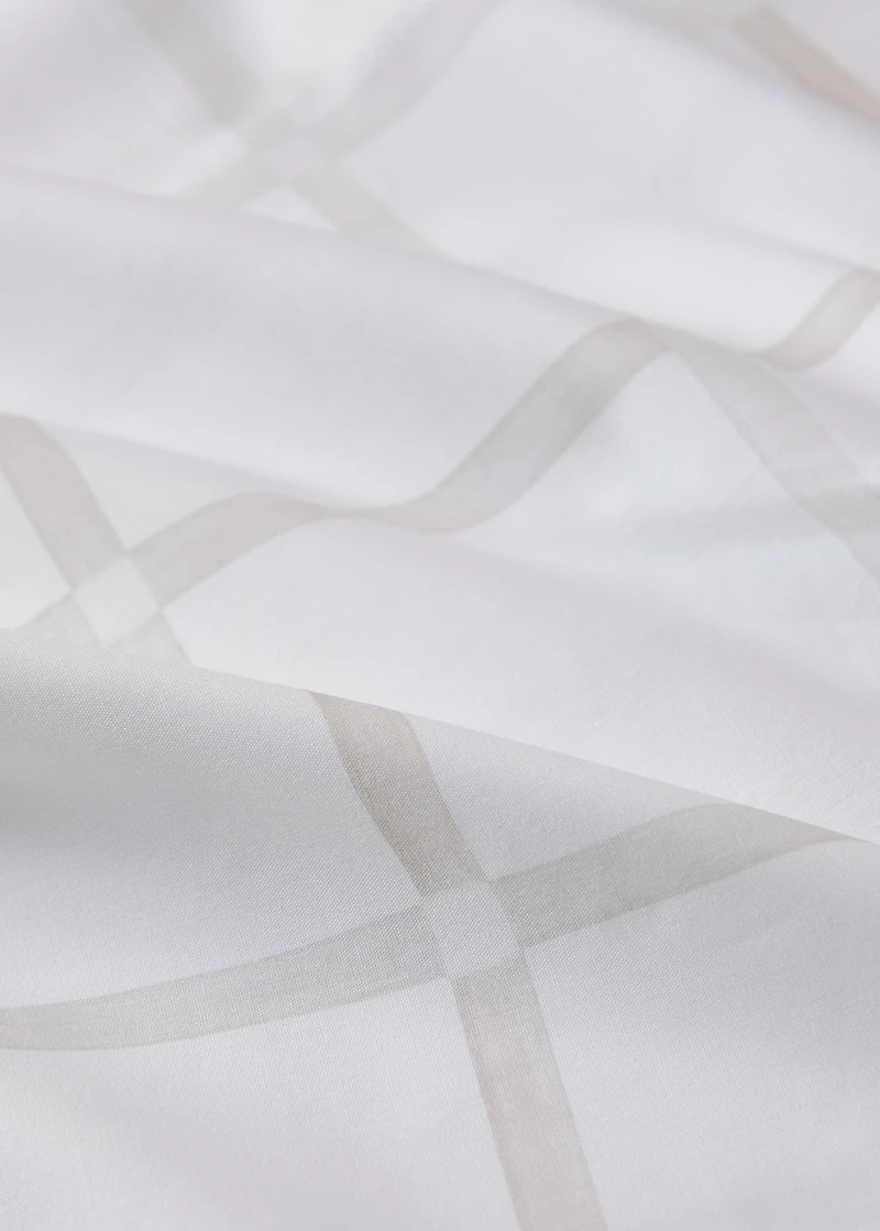Percale cotton top sheet with a checked print for 135/140 cm bed