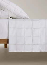 Percale cotton top sheet with a checked print for 150/160 cm bed