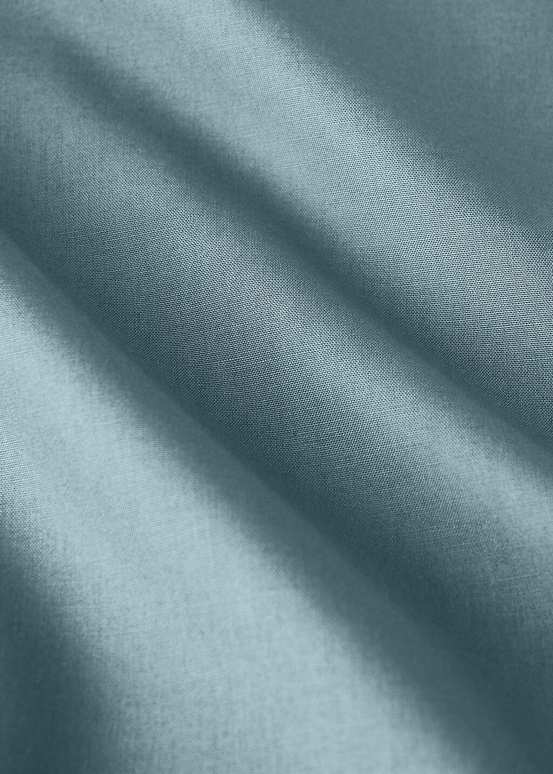 Reversible percale cotton top sheet with contrasting piping for 90 cm bed