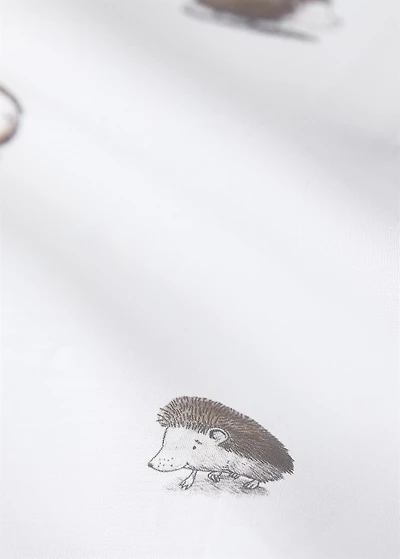Children's percale cotton top sheet with hedgehog print for 135 x 40 cm bed