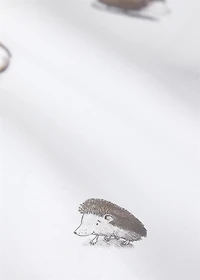 Children's percale cotton top sheet with hedgehog print for 135 x 40 cm bed