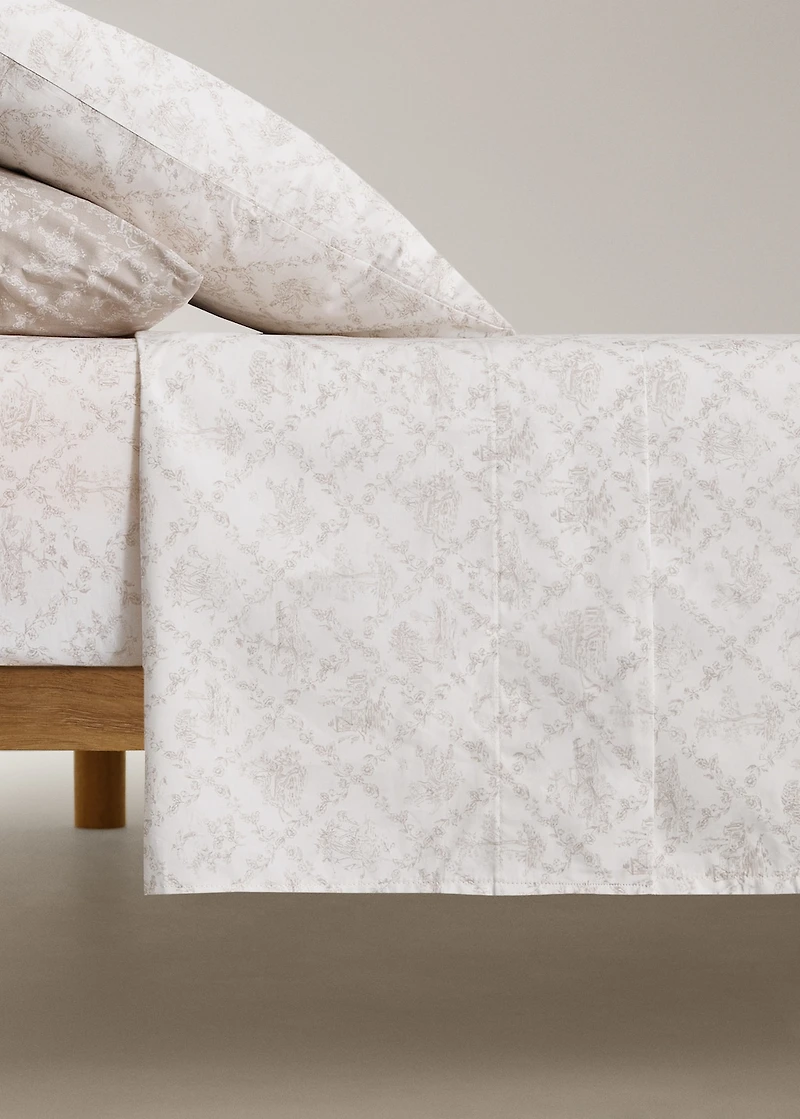 Toile de Jouy percale cotton children's top sheet for 90 cm bed