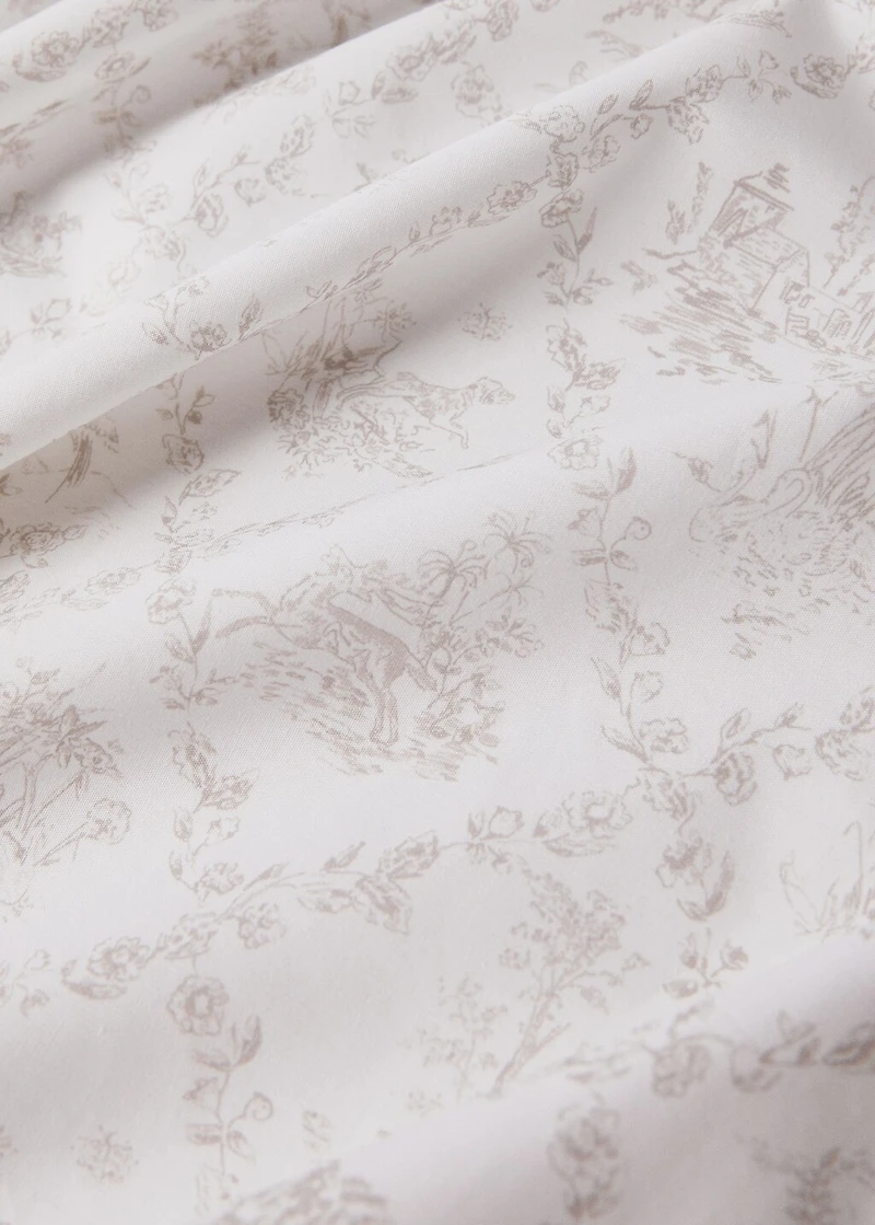 Toile de Jouy percale cotton children's top sheet for 90 cm bed