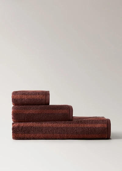 Cotton guest towel with two-tone stripes