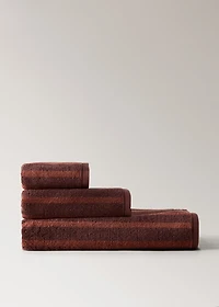 Cotton washbasin towel with two-tone stripes