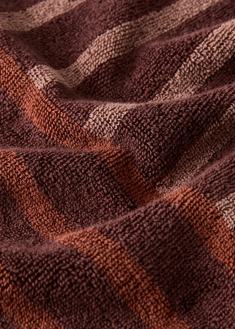 Cotton washbasin towel with two-tone stripes