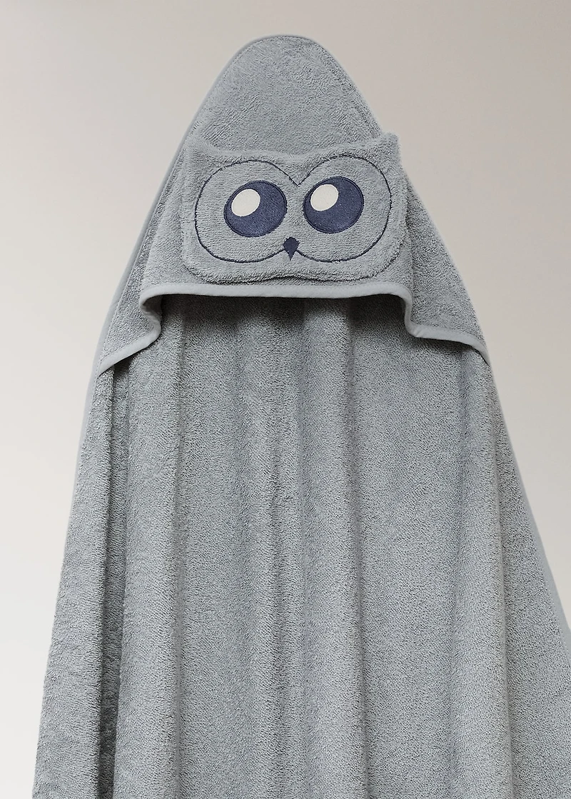 Children's terry bath cape with owl design