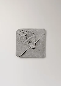 Children's bath cape with mouse hood detail