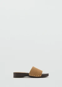 Suede sandals with wooden sole