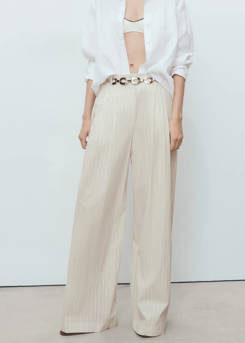 Wide-leg striped pants