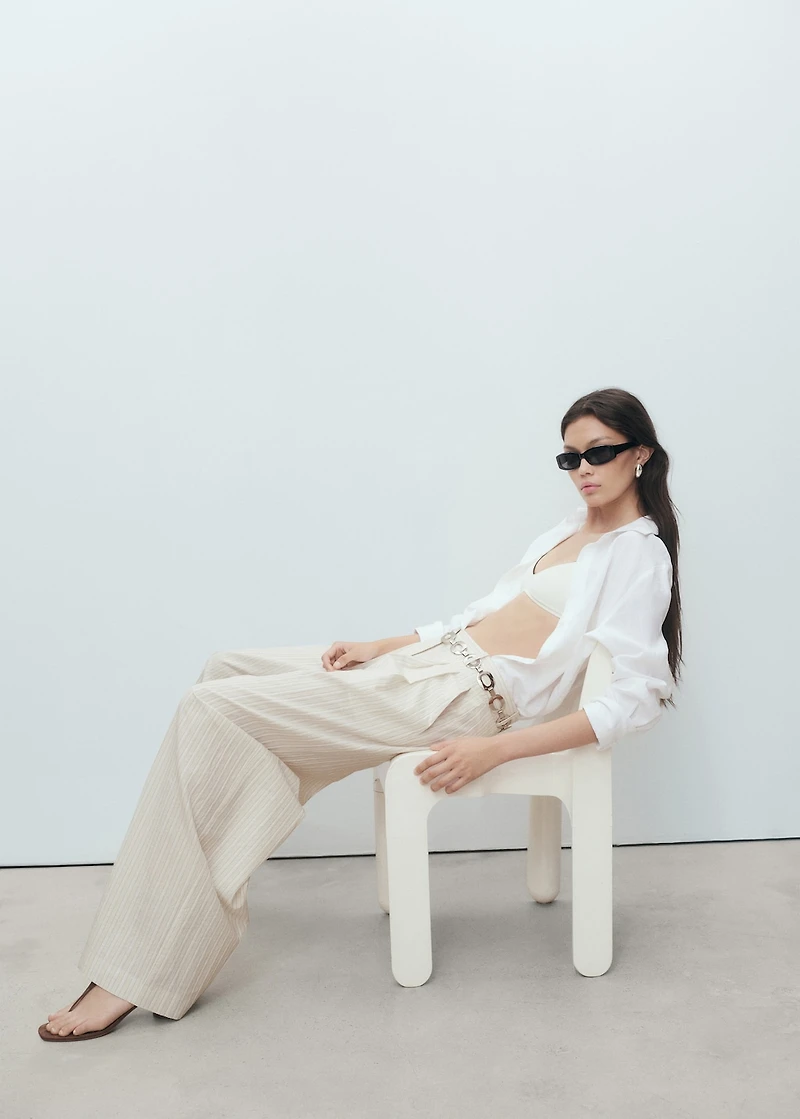 Wide-leg striped pants