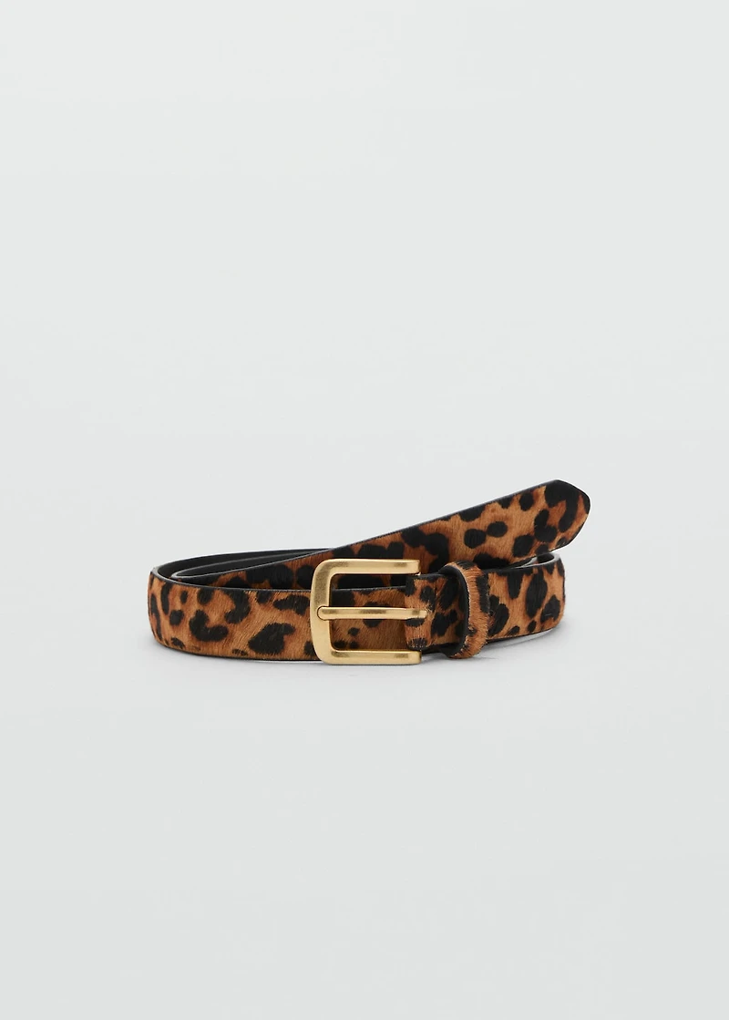 Leopard leather belt