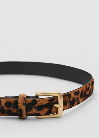Leopard leather belt