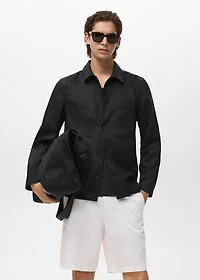 Linen-blend jacket with pockets