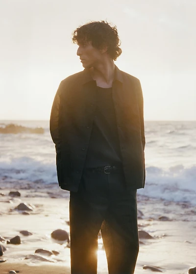 Linen-blend jacket with pockets