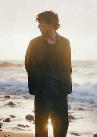 Linen-blend jacket with pockets