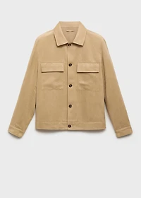 Faux suede leather overshirt