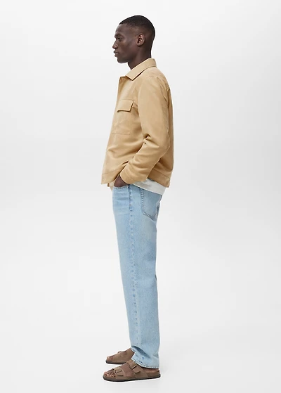 Faux suede leather overshirt