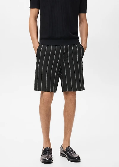 Striped linen-blend Bermuda shorts