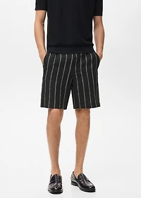 Striped linen-blend Bermuda shorts