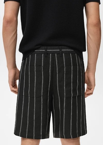 Striped linen-blend Bermuda shorts