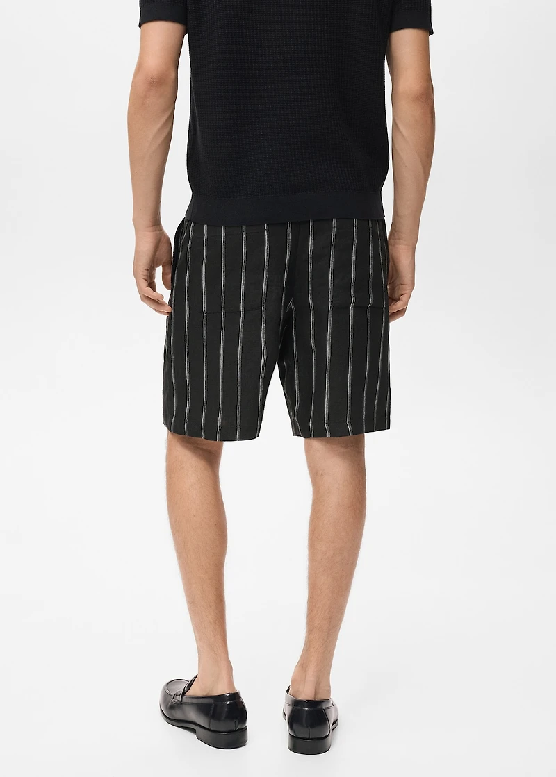 Striped linen-blend Bermuda shorts