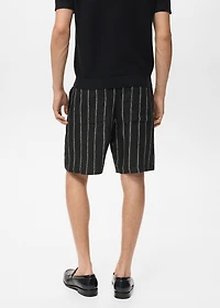 Striped linen-blend Bermuda shorts