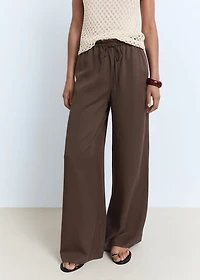 Lyocell wide leg pants with drawstring